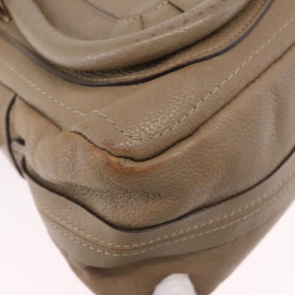 Chloe Mercy Shoulder Bag Leather 2way Beige Gold Auth bs36433