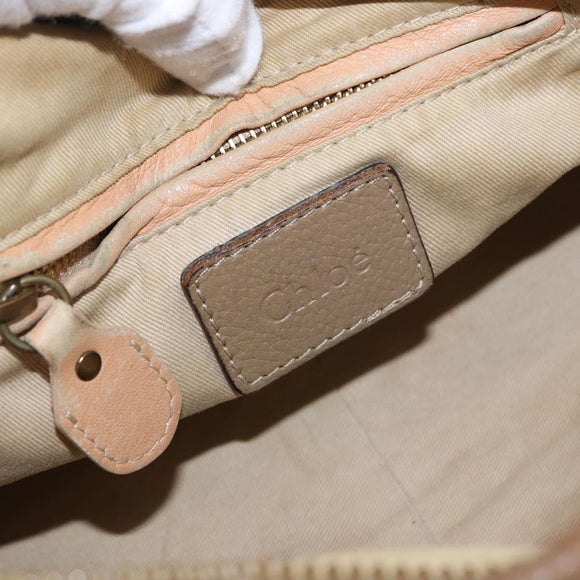Chloe Mercy Shoulder Bag Leather 2way Beige Gold Auth bs36433