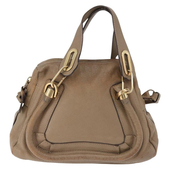 Chloe Mercy Shoulder Bag Leather 2way Beige Gold Auth bs36433