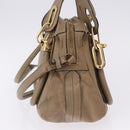Chloe Mercy Shoulder Bag Leather 2way Beige Gold Auth bs36433-4