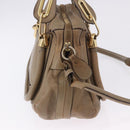 Chloe Mercy Shoulder Bag Leather 2way Beige Gold Auth bs36433-5