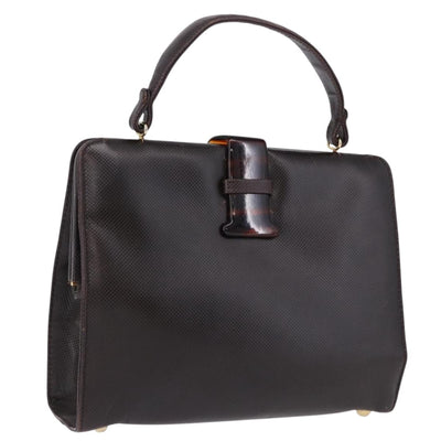 BOTTEGA VENETA Hand Bag Leather Dark Brown Gold Auth bs36434