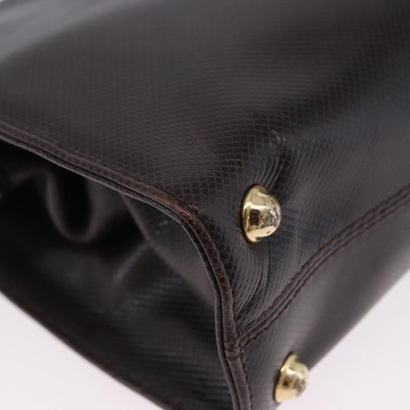 BOTTEGA VENETA Hand Bag Leather Dark Brown Gold Auth bs36434