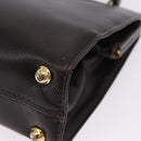 BOTTEGA VENETA Hand Bag Leather Dark Brown Gold Auth bs36434-16