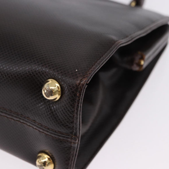 BOTTEGA VENETA Hand Bag Leather Dark Brown Gold Auth bs36434