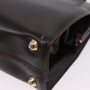 BOTTEGA VENETA Hand Bag Leather Dark Brown Gold Auth bs36434-8
