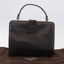 BOTTEGA VENETA Hand Bag Leather Dark Brown Gold Auth bs36434-12
