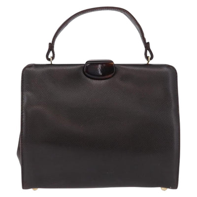 BOTTEGA VENETA Hand Bag Leather Dark Brown Gold Auth bs36434 - 0