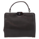 BOTTEGA VENETA Hand Bag Leather Dark Brown Gold Auth bs36434-2