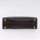 BOTTEGA VENETA Hand Bag Leather Dark Brown Gold Auth bs36434-5