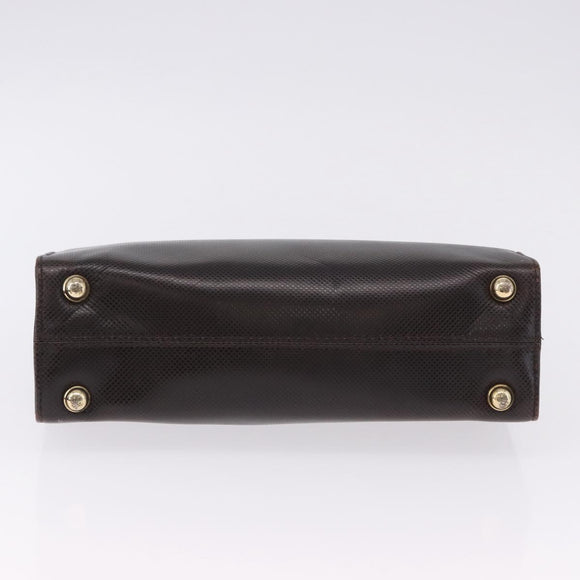 BOTTEGA VENETA Hand Bag Leather Dark Brown Gold Auth bs36434