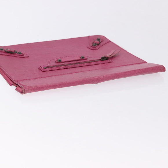 BALENCIAGA iPad Case Leather Pink Auth bs36435