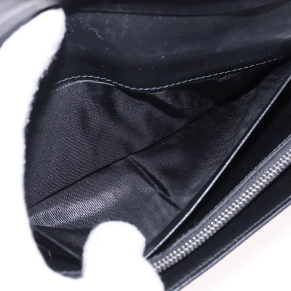 PRADA Long Wallet Safiano Leather Black Silver Auth bs36436