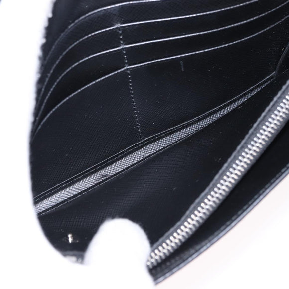 PRADA Long Wallet Safiano Leather Black Silver Auth bs36436