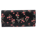 PRADA Long Wallet Safiano Leather Black Silver Auth bs36436-13