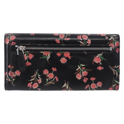 PRADA Long Wallet Safiano Leather Black Silver Auth bs36436 - 0