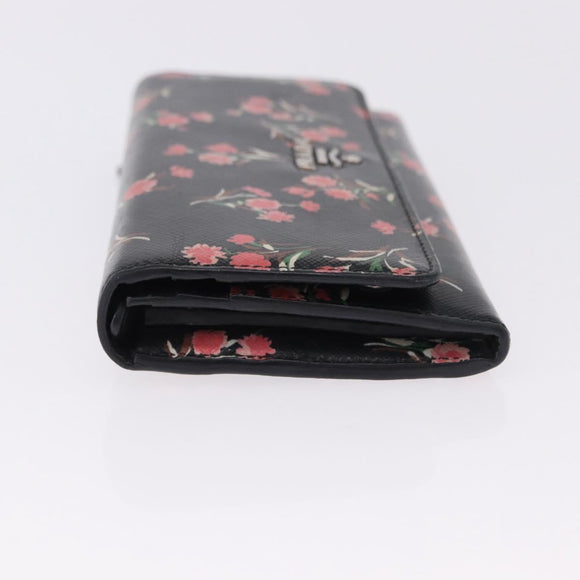 PRADA Long Wallet Safiano Leather Black Silver Auth bs36436