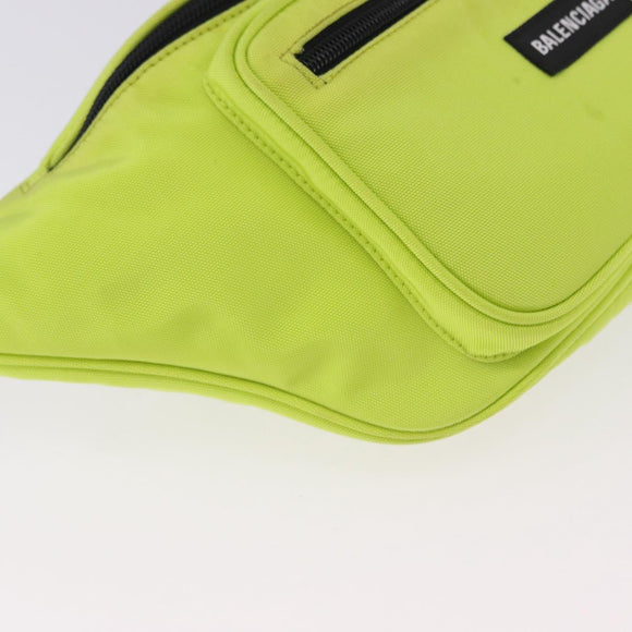 BALENCIAGA Explorer Body Bag Nylon Yellow Silver 482389 Auth bs36437