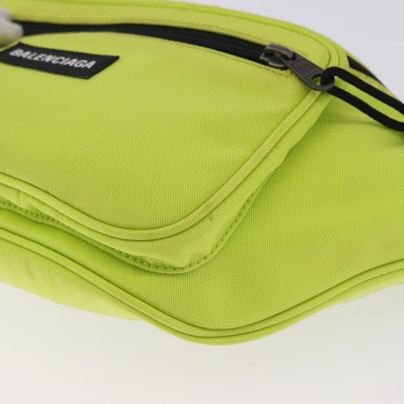 BALENCIAGA Explorer Body Bag Nylon Yellow Silver 482389 Auth bs36437