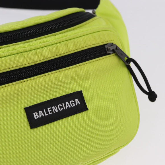 BALENCIAGA Explorer Body Bag Nylon Yellow Silver 482389 Auth bs36437