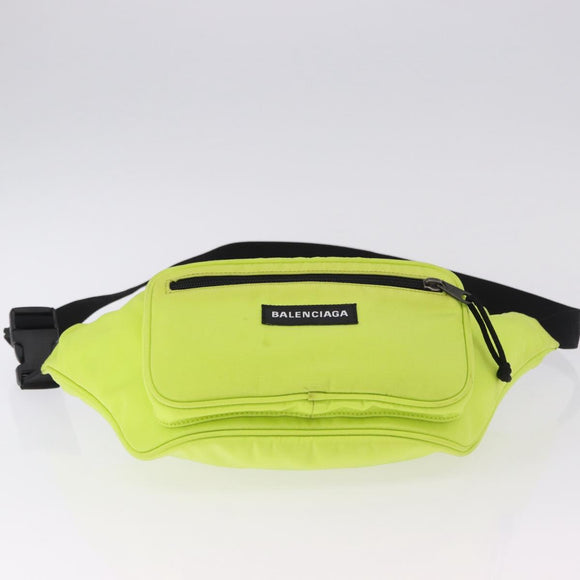 BALENCIAGA Explorer Body Bag Nylon Yellow Silver 482389 Auth bs36437