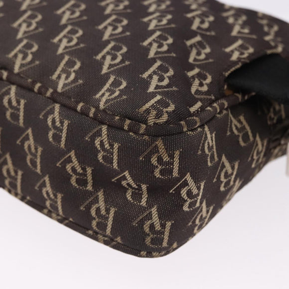 BOTTEGA VENETA Waist Bag Canvas Brown Silver Auth bs36438