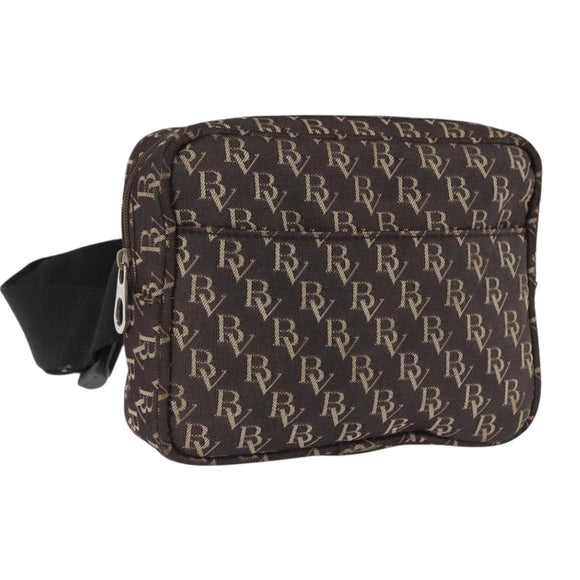 BOTTEGA VENETA Waist Bag Canvas Brown Silver Auth bs36438
