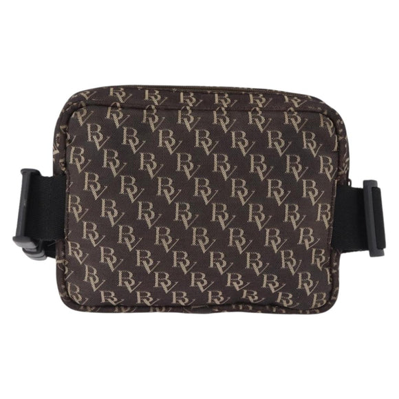 BOTTEGA VENETA Waist Bag Canvas Brown Silver Auth bs36438