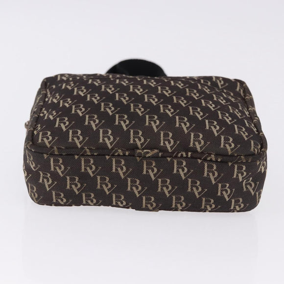 BOTTEGA VENETA Waist Bag Canvas Brown Silver Auth bs36438