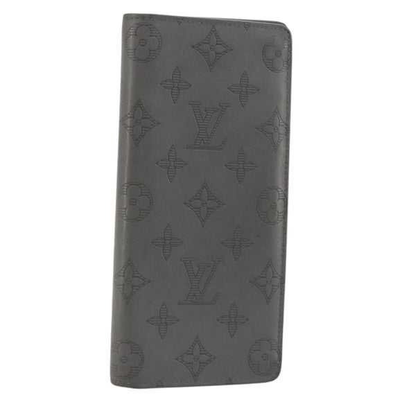 LOUIS VUITTON Monogram Shadow Portefeuille Braza Wallet Gray M81335 Auth bs36439