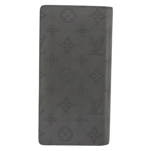 LOUIS VUITTON Monogram Shadow Portefeuille Braza Wallet Gray M81335 Auth bs36439