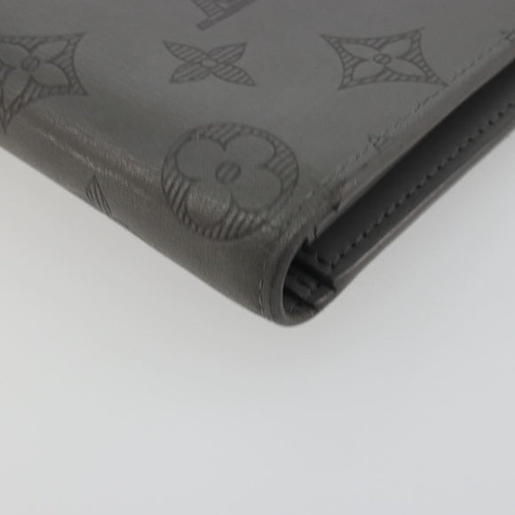 LOUIS VUITTON Monogram Shadow Portefeuille Braza Wallet Gray M81335 Auth bs36439