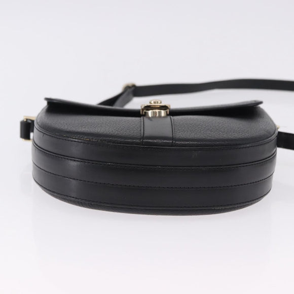 Burberrys Shoulder Bag Leather Black Gold Auth bs36441