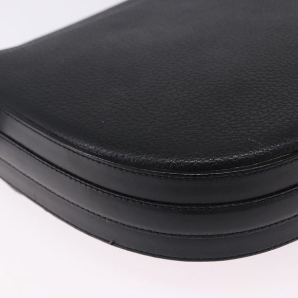Burberrys Shoulder Bag Leather Black Gold Auth bs36441