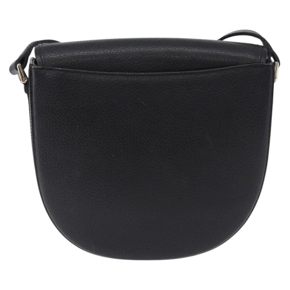 Burberrys Shoulder Bag Leather Black Gold Auth bs36441