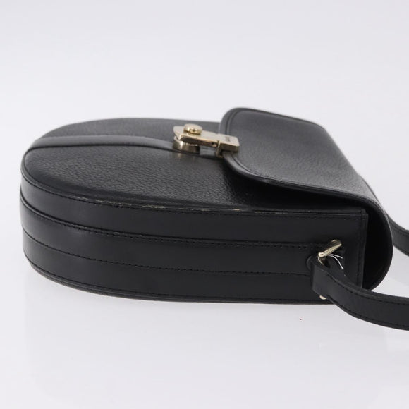 Burberrys Shoulder Bag Leather Black Gold Auth bs36441