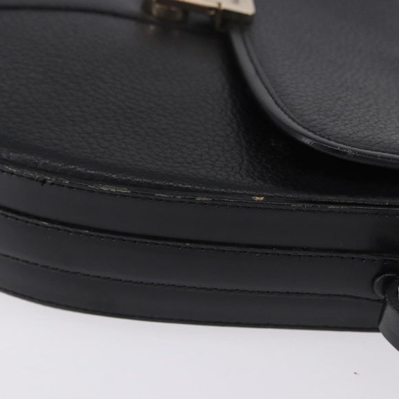 Burberrys Shoulder Bag Leather Black Gold Auth bs36441