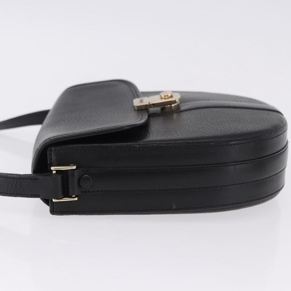 Burberrys Shoulder Bag Leather Black Gold Auth bs36441