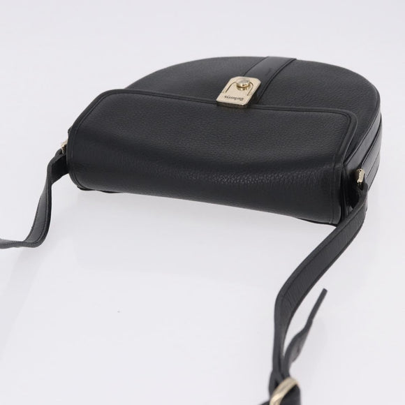 Burberrys Shoulder Bag Leather Black Gold Auth bs36441