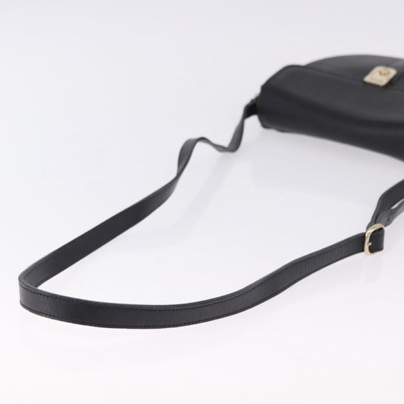 Burberrys Shoulder Bag Leather Black Gold Auth bs36441