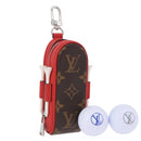 LOUIS VUITTON Monogram Set Golf Andrews Golf Ball Case Red GI0297 Auth bs36446-1