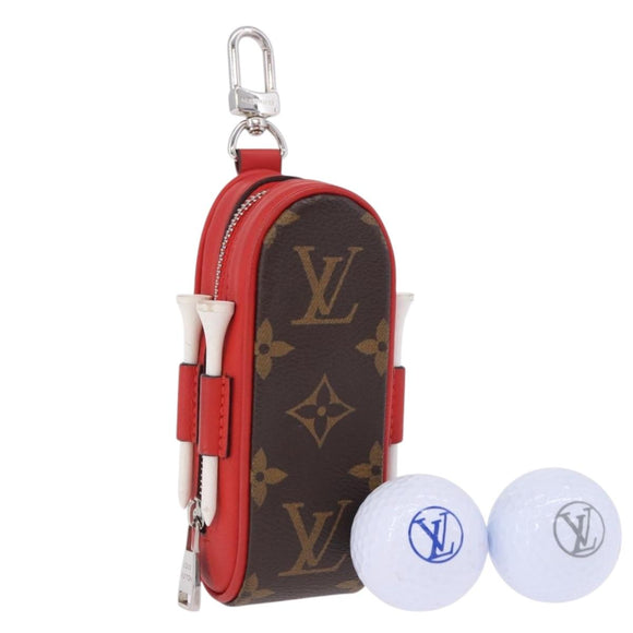 LOUIS VUITTON Monogram Set Golf Andrews Golf Ball Case Red GI0297 Auth bs36446