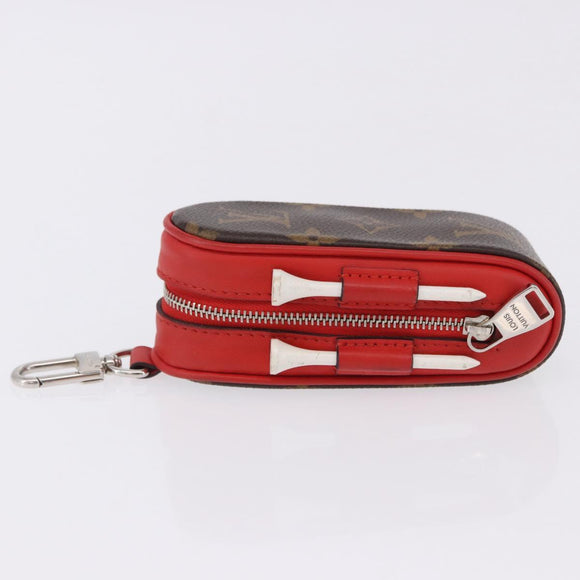 LOUIS VUITTON Monogram Set Golf Andrews Golf Ball Case Red GI0297 Auth bs36446