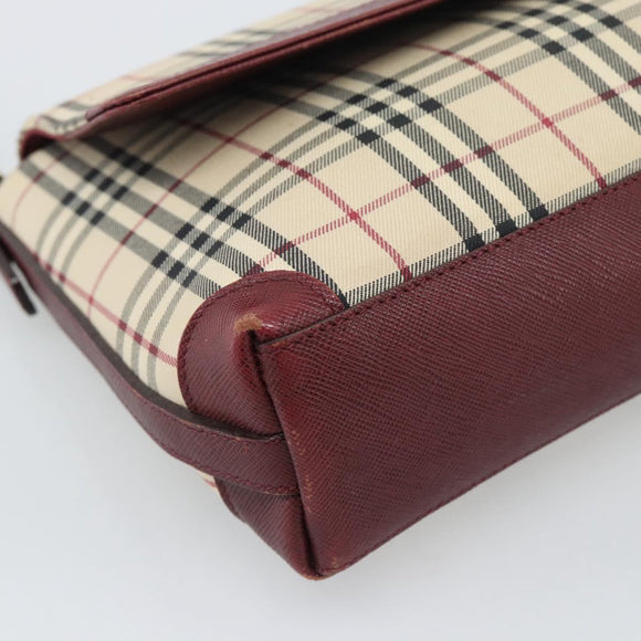 BURBERRY Nova Check Hand Bag Canvas Beige Gold Auth bs36448