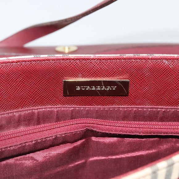 BURBERRY Nova Check Hand Bag Canvas Beige Gold Auth bs36448