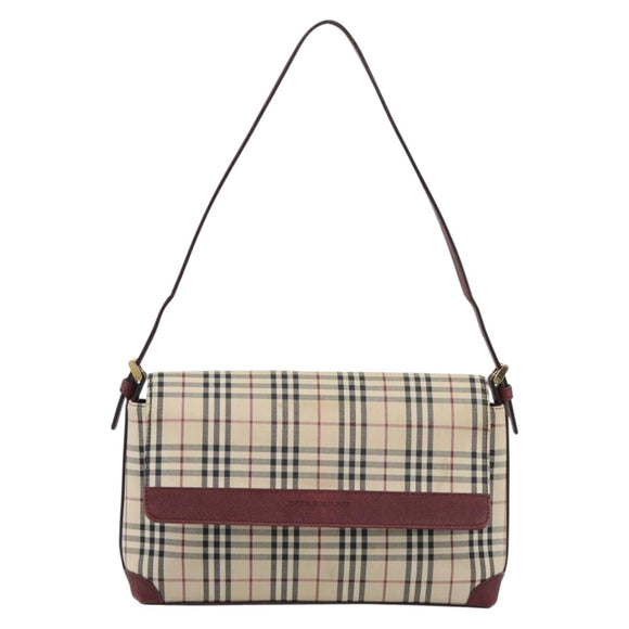 BURBERRY Nova Check Hand Bag Canvas Beige Gold Auth bs36448