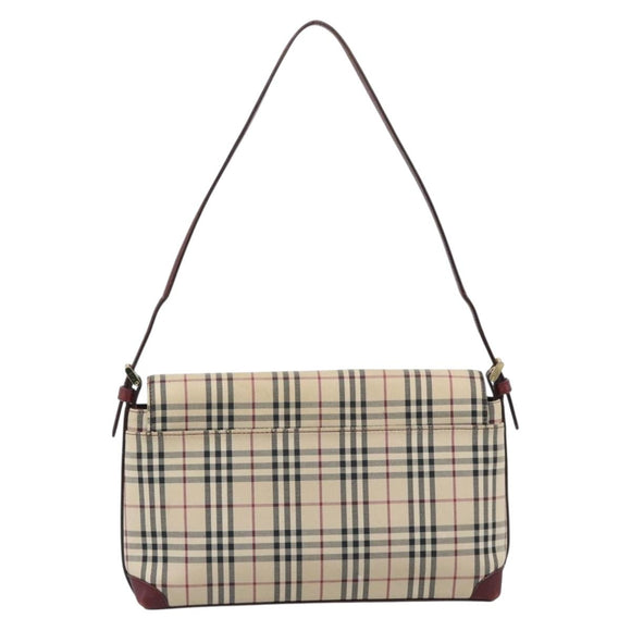BURBERRY Nova Check Hand Bag Canvas Beige Gold Auth bs36448
