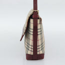 BURBERRY Nova Check Hand Bag Canvas Beige Gold Auth bs36448-4