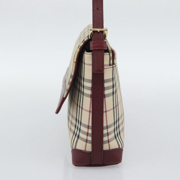 BURBERRY Nova Check Hand Bag Canvas Beige Gold Auth bs36448