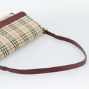 BURBERRY Nova Check Hand Bag Canvas Beige Gold Auth bs36448-7
